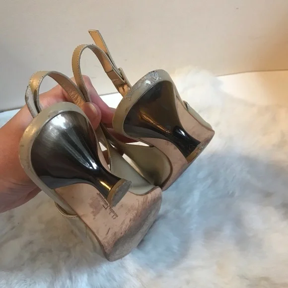 Ferragamo Slingback Leather Sandals Square Toe 6.5